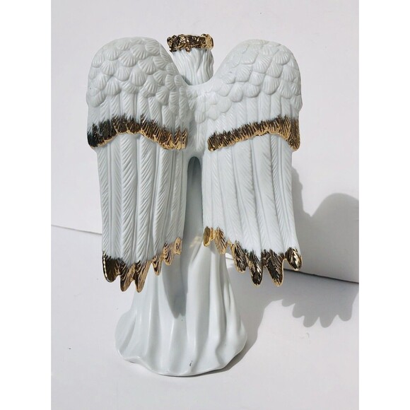 Vintage TRADITIONS Collectable PORCELAIN ANGEL. Gold Hand Painted Accents - Picture 5 of 9